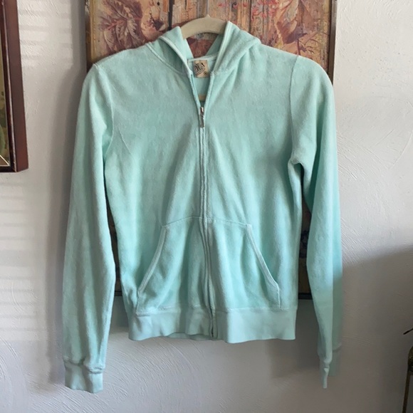 JUICY COUTURE Y2K TERRYCLOTH JACKET MINT GREEN ZIP HOODIE JACKET M - Picture 11 of 13